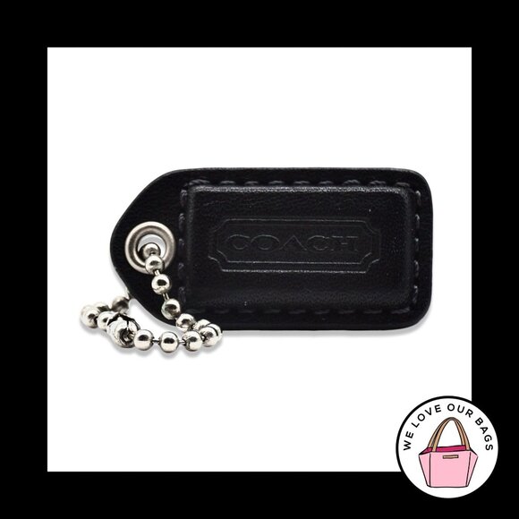 1.5" Small Y2K VINTAGE COACH Black Leather Key Fob Bag Charm Keychain Hang Tag - Picture 1 of 1